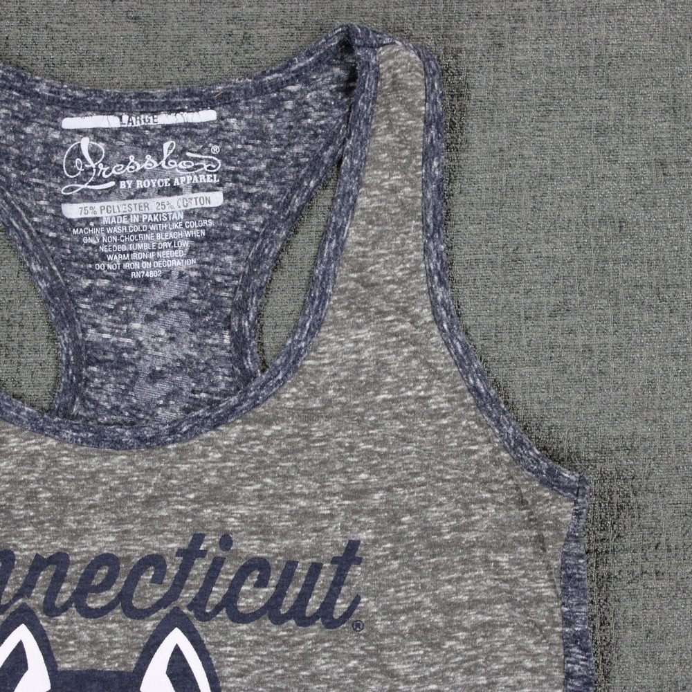 Pressbox UConn Huskies Tank Top Women's Large Gray Space Racerback Connecticut - Picture 4 of 10